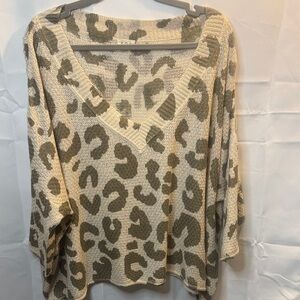 POL Olive and Cream Knit Sweater oversized large